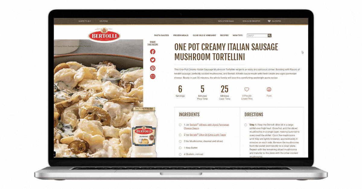 Shoppable Recipe - Bertolli