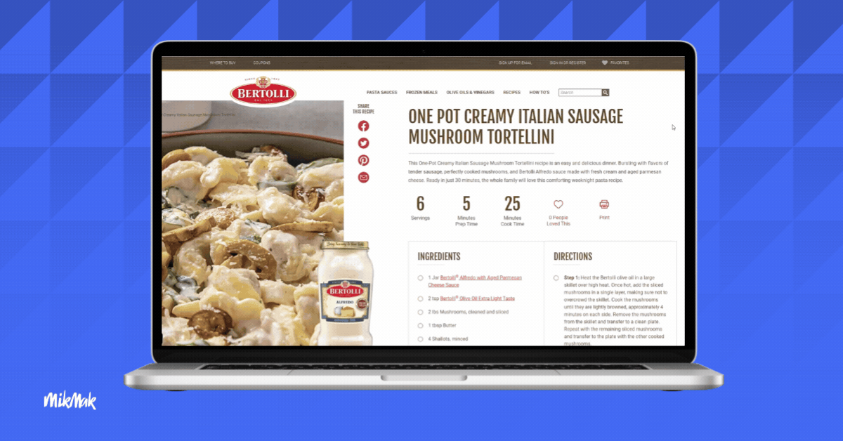 MikMak Shoppable Recipes - Bertolli